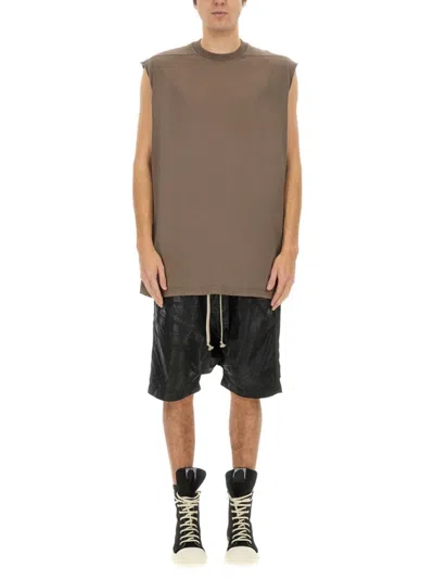 Rick Owens Drkshdw Crew Neck Cotton T-shirt In Grey