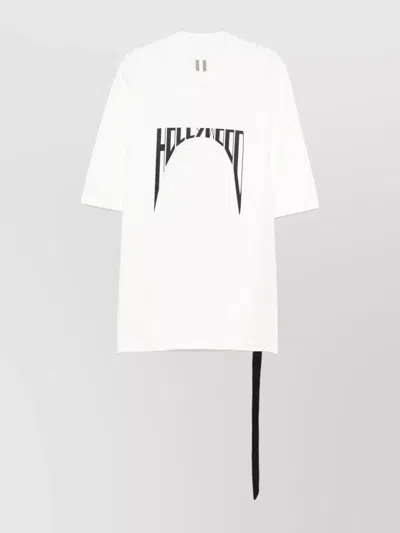 Rick Owens Drkshdw Oversized Crew Neck T-shirt With Graphic Print In White