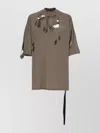 Rick Owens Drkshdw Oversized Crewneck T-shirt Distressed Cut-outs In Neutral