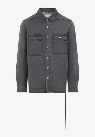 Rick Owens Drkshdw Oversized Denim Jacket In Gray