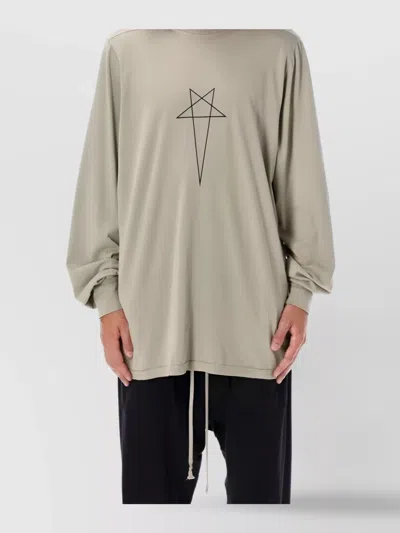 Rick Owens Drkshdw Oversized Long Sleeve T-shirt Pentagram In Grey