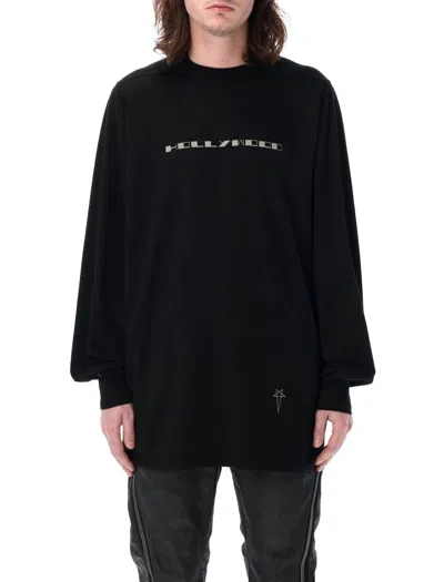 Rick Owens Drkshdw Oversized Long-sleeve Tee With Black Pearl Print