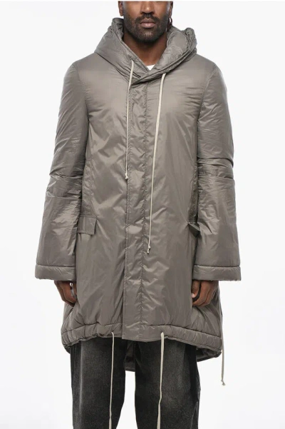 Rick Owens Drkshdw Padded Nylon Parka With Hood In Gray