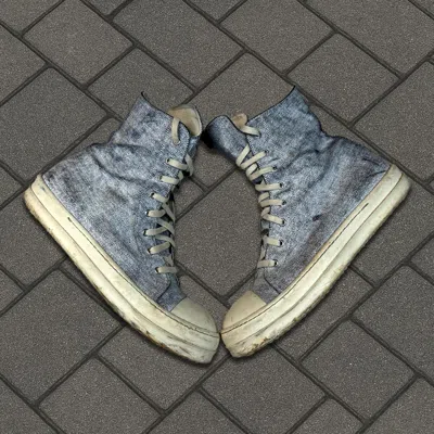 Pre-owned Rick Owens Drkshdw Painted White Ramones Shoes