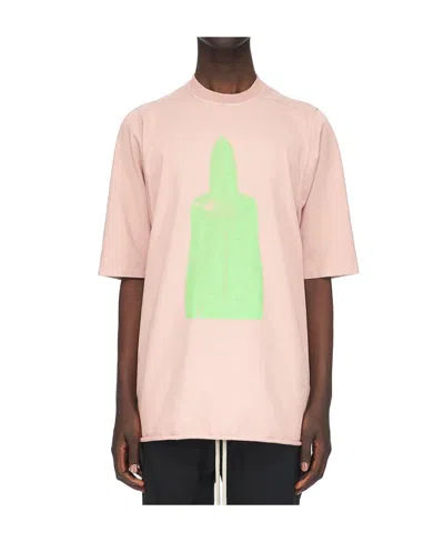Rick Owens Drkshdw Painterly-print Cotton T-shirt In Pink