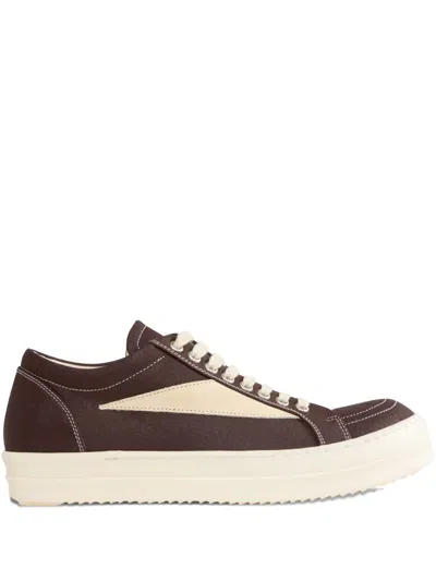 Rick Owens Drkshdw Panelled Lace-up Sneakers In Brown