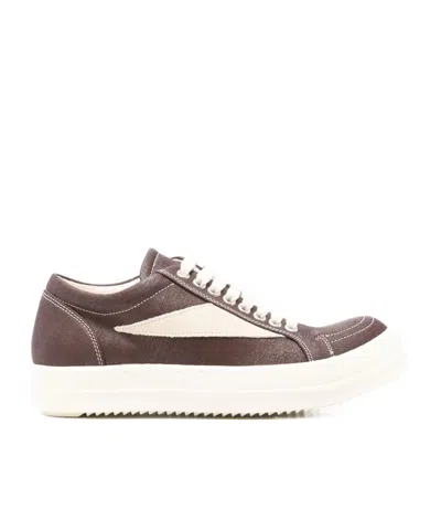 RICK OWENS DRKSHDW RICK OWENS DRKSHDW PANELLED ROUND TOE LACE-UP SNEAKERS