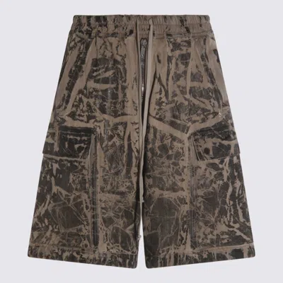 Rick Owens Drkshdw Pantaloncini Black Washed Foil In Brown