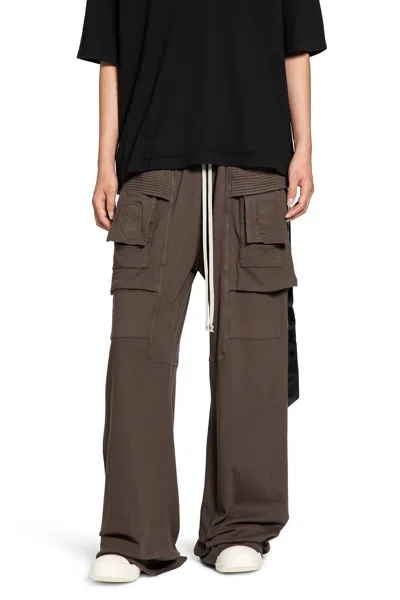 Rick Owens Drkshdw Pantaloni Cargo Ampi Creatch In Brown