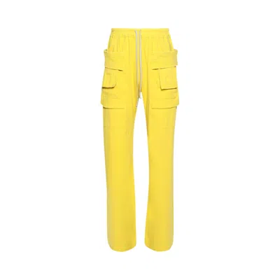 Pre-owned Rick Owens Drkshdw Pantaloni Creatch Wide Cargo Drawstring 'lemon' | Yellow | Men's Size Xl