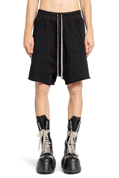 Rick Owens Drkshdw Black Porterville Jersey Trucker Cut Off Shorts
