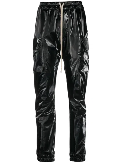 Rick Owens Drkshdw Patent Drawstring Trousers In Black