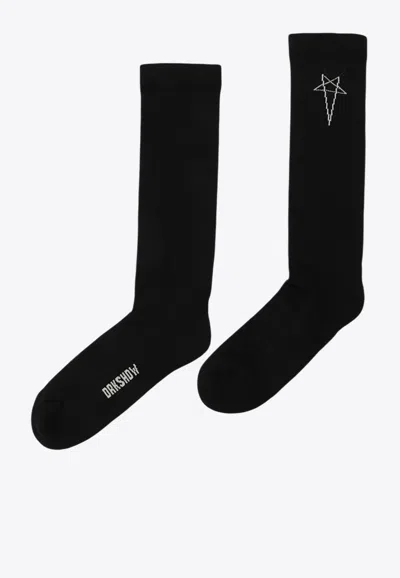 Rick Owens Drkshdw Pentagram Ankle Socks In Black
