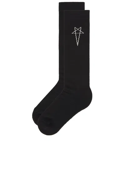 Rick Owens Drkshdw Pentagram Knee High Socks In Black