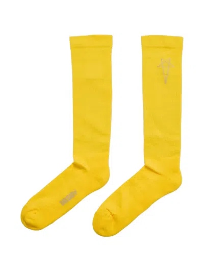 Rick Owens Drkshdw Pentagram Knee High Socks In Yellow