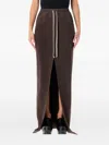 Rick Owens Drkshdw Phleg Pillar Drawstring Slit Skirt In Brown