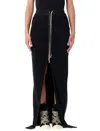 Rick Owens Drkshdw Drawstring Waist Skirt With Slit And Pockets In Black