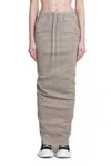 RICK OWENS DRKSHDW RICK OWENS DRKSHDW PILLAR DRAWSTRING DENIM MIDI SKIRT