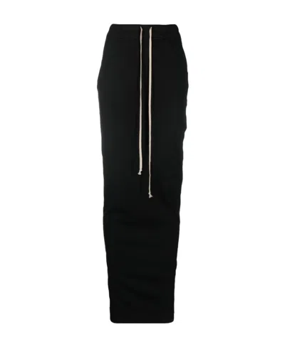 Rick Owens Drkshdw Pillar Drawstring-waist Maxi Skirt In Black