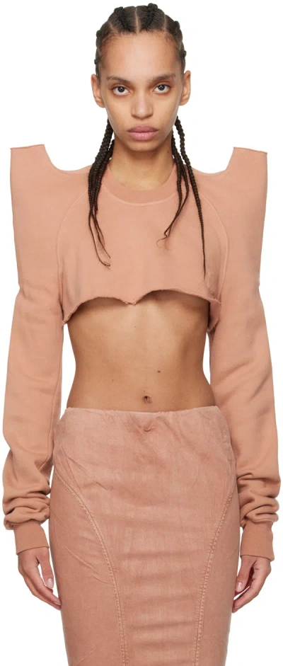 Rick Owens Drkshdw Pink Cropped Tecsweat Sweatshirt In 13 Dark Pink