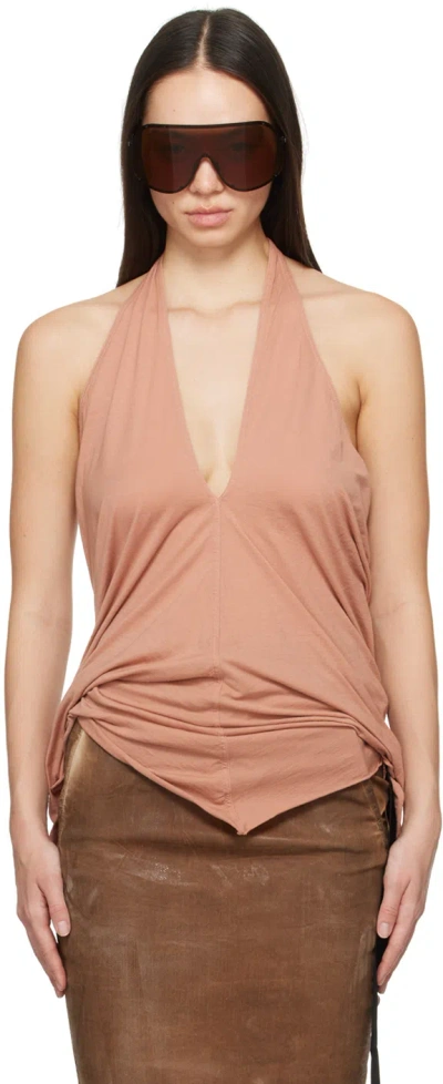 Rick Owens Drkshdw Pink Halter Tank Top In 13 Dark Pink