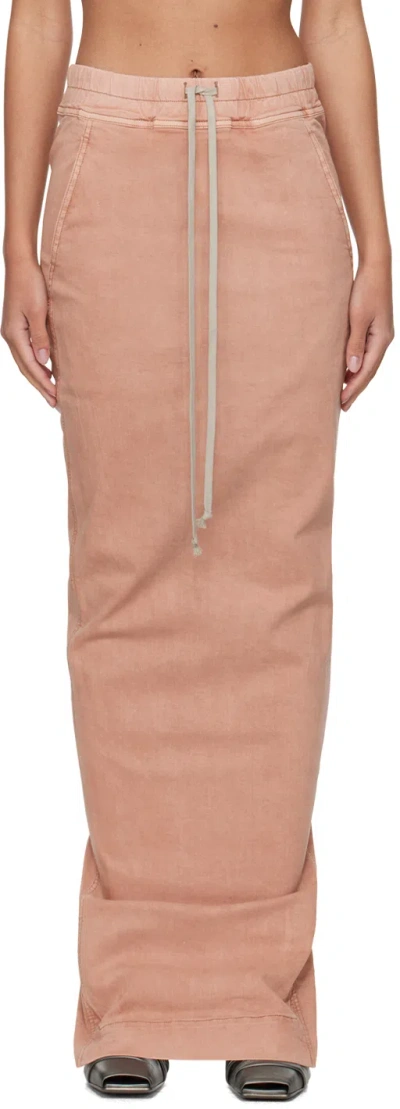 Rick Owens Drkshdw Pink Pull On Pillar Denim Maxi Skirt In 13 Dark Pink