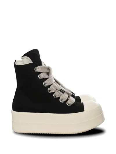 Rick Owens Drkshdw Mega Bumper Jumbolace Denim Sneakers In Black