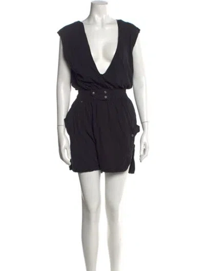 Pre-owned Rick Owens Drkshdw Plunge Neckline Romper In Black