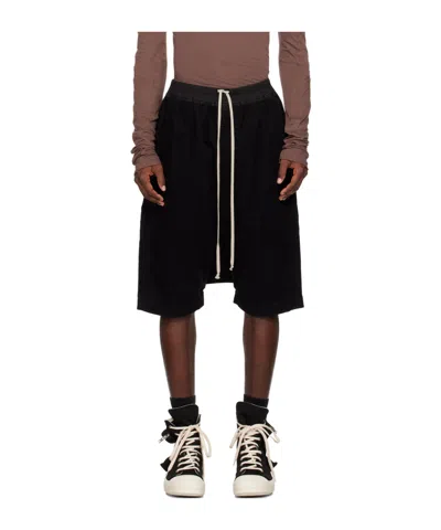 Rick Owens Drkshdw Cargo Pocket Bermuda Shorts Drawstring In Black