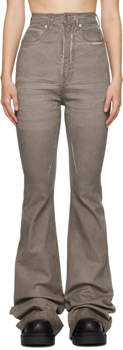 Rick Owens Drkshdw Gray Porterville Bolan Bootcut Jeans In 34 Dust