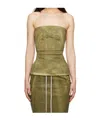 Rick Owens Drkshdw Green Porterville Bustier Denim Top In Green
