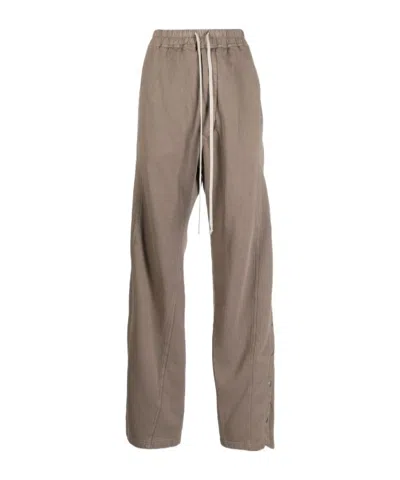 Rick Owens Drkshdw Press-stud Drawstring Cotton Trousers In Gray