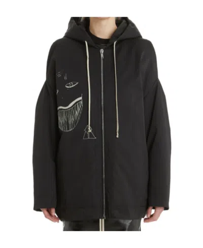 Rick Owens Drkshdw Printed Pattern Leisure Coat In Black
