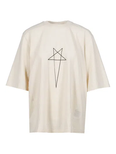 Rick Owens Drkshdw Printed T-shirt In Natural/black