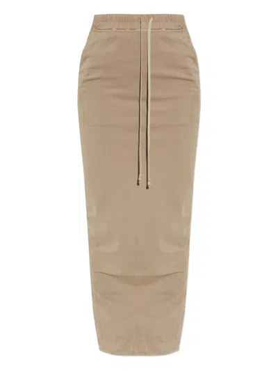 RICK OWENS DRKSHDW PULL ON PILLAR DRAWSTRING MAXI SKIRT