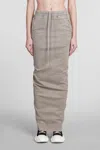 Rick Owens Drkshdw Off-white Porterville Pull On Pillar Maxi Skirt In Beige