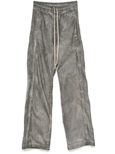 Rick Owens Drkshdw Pusher Wide-leg Cotton-poplin Drawstring Trousers In Gray
