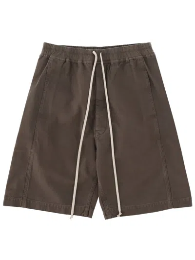 Rick Owens Drkshdw Pusher Wide Relaxed Fit Denim Shorts In Brown