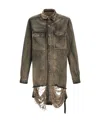 Rick Owens Drkshdw Raaw-edge Denim Overshirt In Green