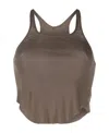 Rick Owens Drkshdw Racerback Cotton Crop Top In Brown