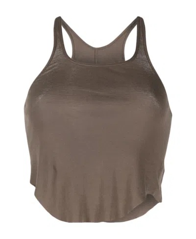 Rick Owens Drkshdw Racerback Cotton Crop Top In Brown