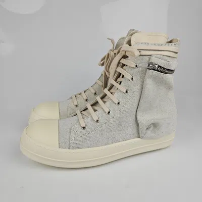 Pre-owned Rick Owens Drkshdw Ramones Cargo Melange/milk High Top Sneakers Size 42.5 In Gray