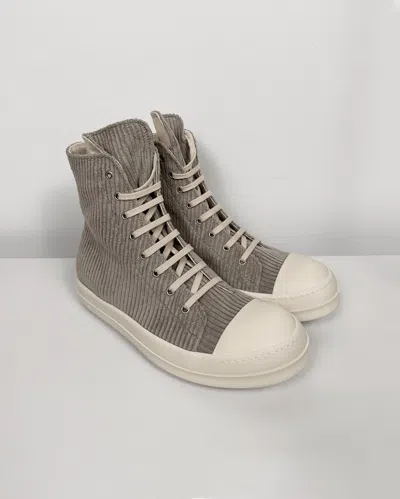 Pre-owned Rick Owens Drkshdw Ramones High Pearl Corduroy Shoes In Gray