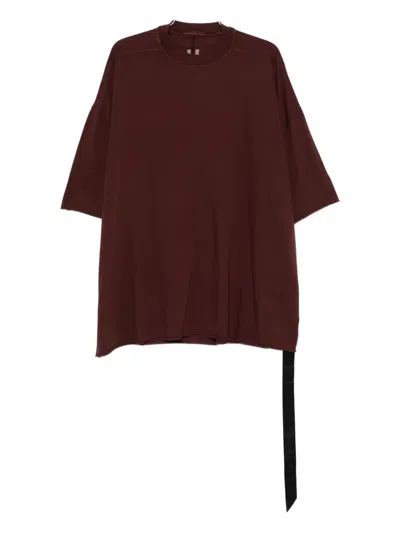 Rick Owens Drkshdw Raw-cut Ribbon-detail T-shirt In Red