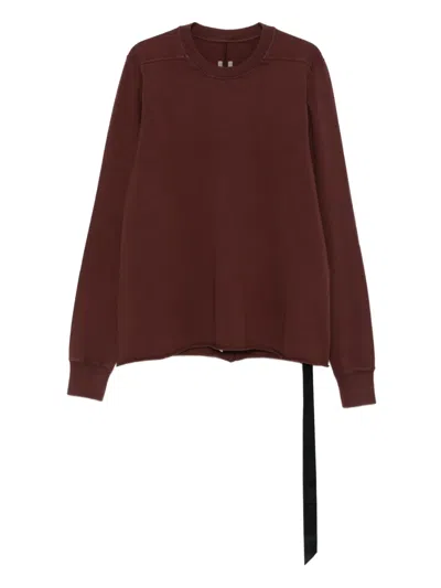 Rick Owens Drkshdw Raw-edge Crew-neck Sweatshirt In Burgundy