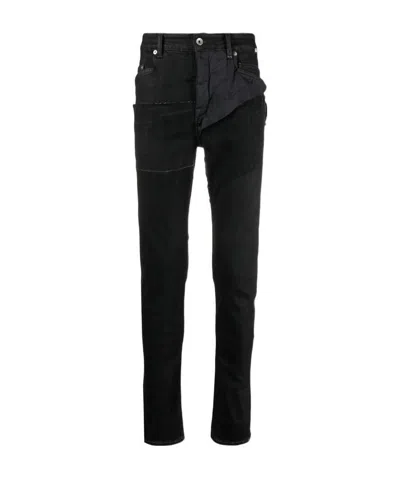 Rick Owens Drkshdw Raw Edge Patchwork Jeans In Black