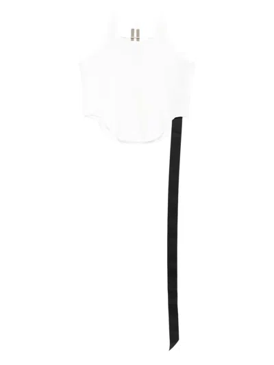 Rick Owens Drkshdw Raw-edge Ribbon Tank Top In White