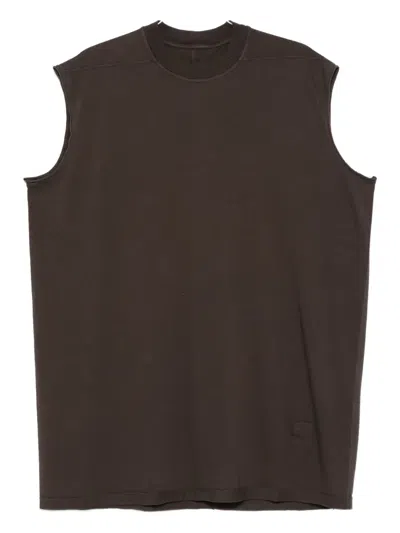 Rick Owens Drkshdw Raw-edge Sleeveless T-shirt In Brown