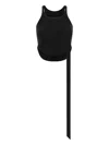 Rick Owens Drkshdw Tank Top With Asymmetric Hem And Scoop Neck In Black
