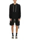 Rick Owens Drkshdw Drkshdw By Rick Owens Relaxed Fit Black Hoodie With Drawstring Hood In Black